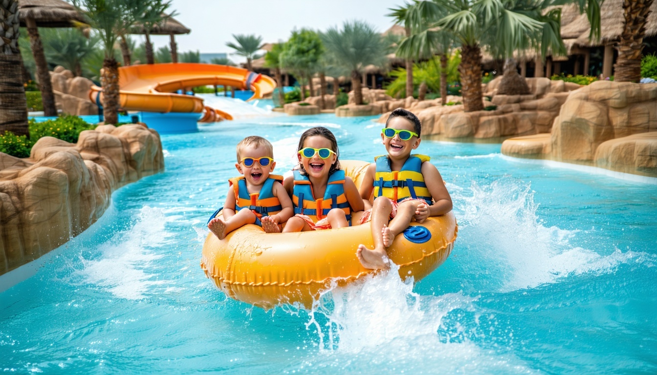 Family enjoying the lazy river at Aquaventure World Dubai