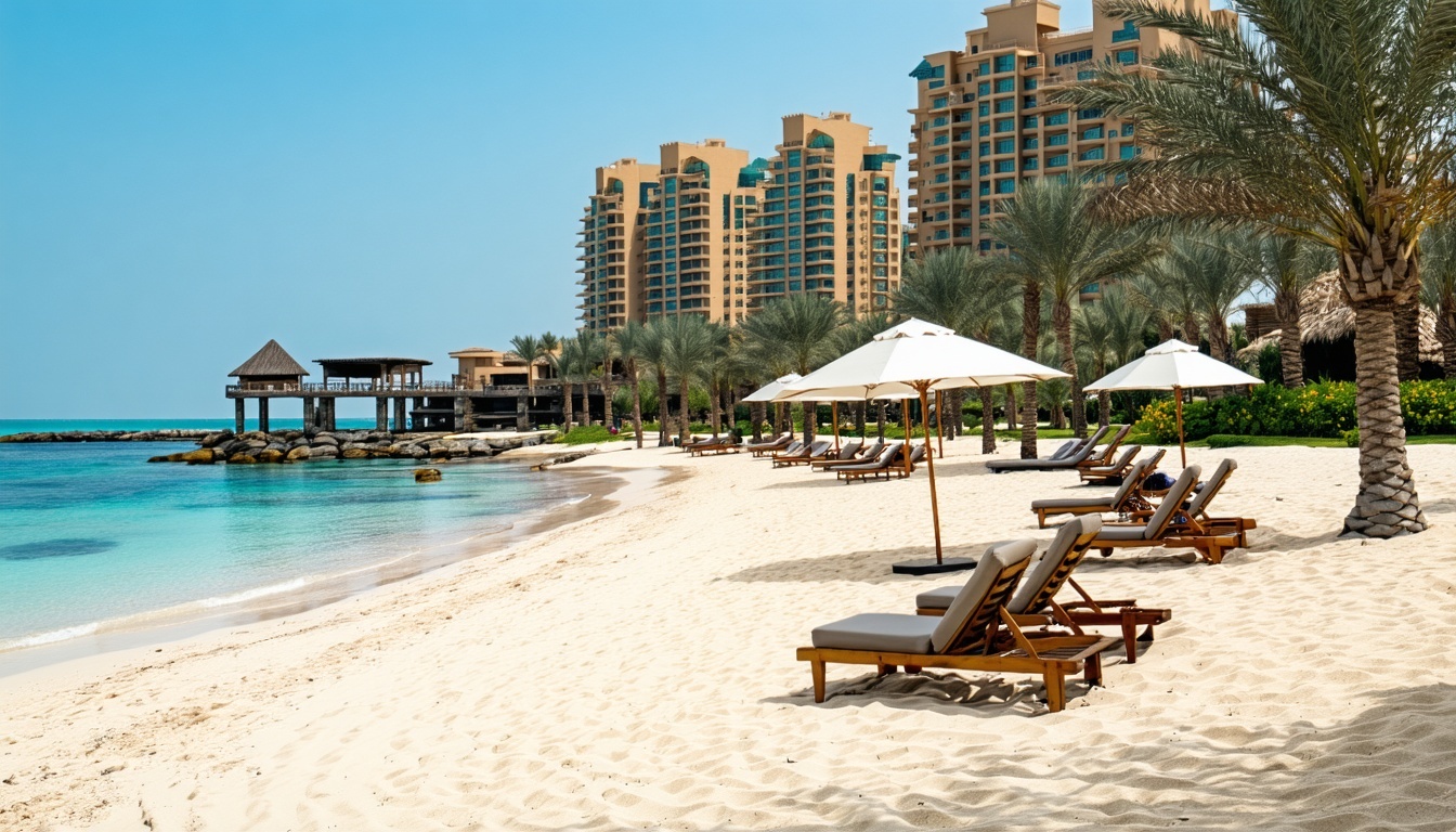 Relaxing private beach at Aquaventure World Dubai